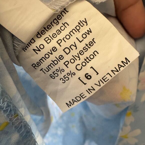 Eliza James Kids Blue Floral Sleeveless Dress with Ruffle Collar - Size 6 - Picture 7 of 7